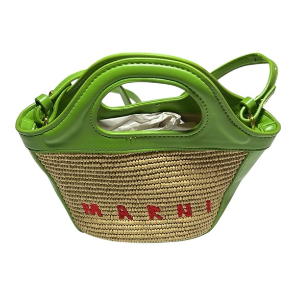 Authentic MARNI TROPACALIA Micro Shoulder Bag Green Hemp #36632142 w/dust Cover - Picture 2 of 10